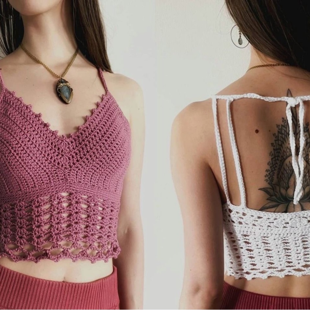 Maana Crafts crochet top in rose